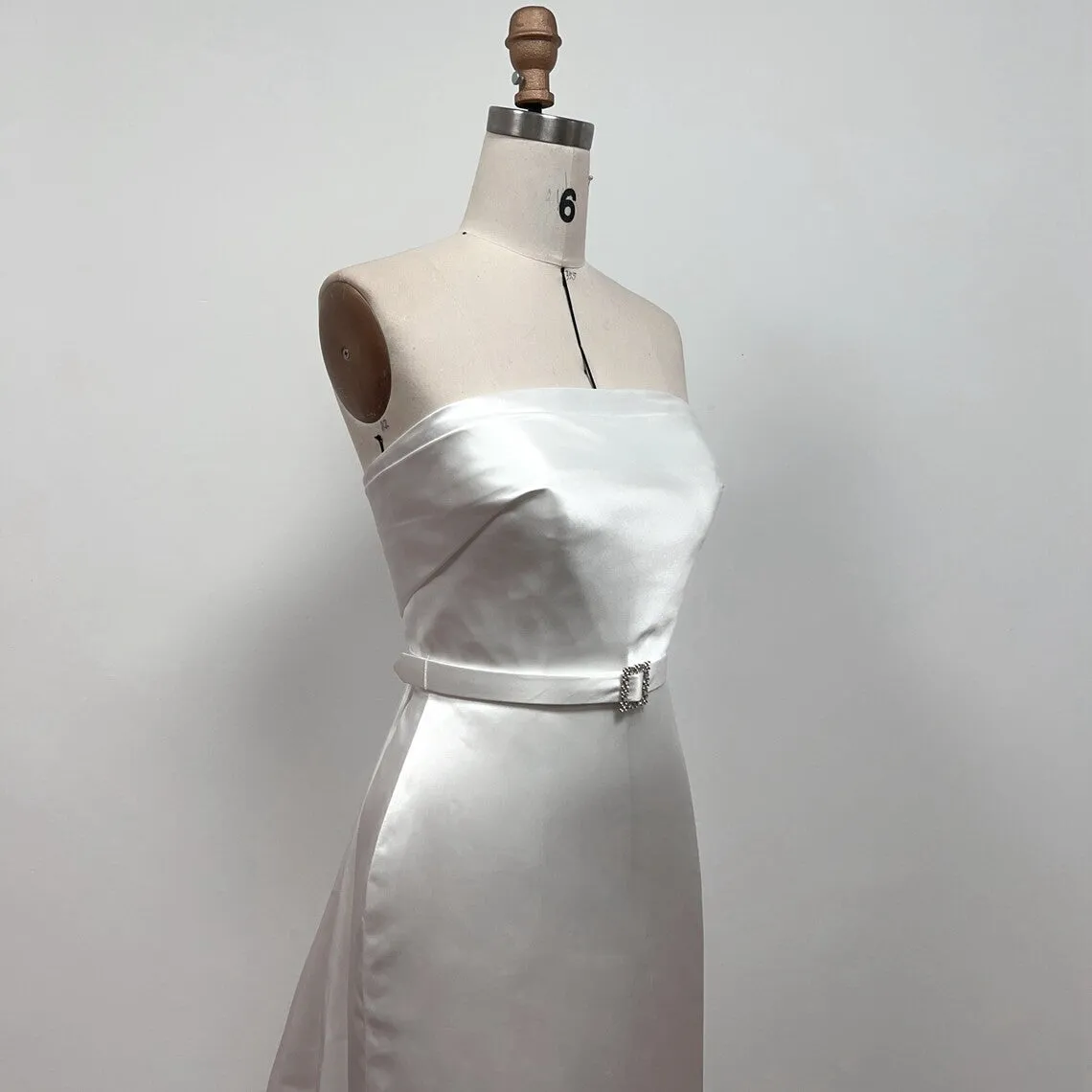 Marilyn 50s White Strapless Dress Satin Formal Evening Dress