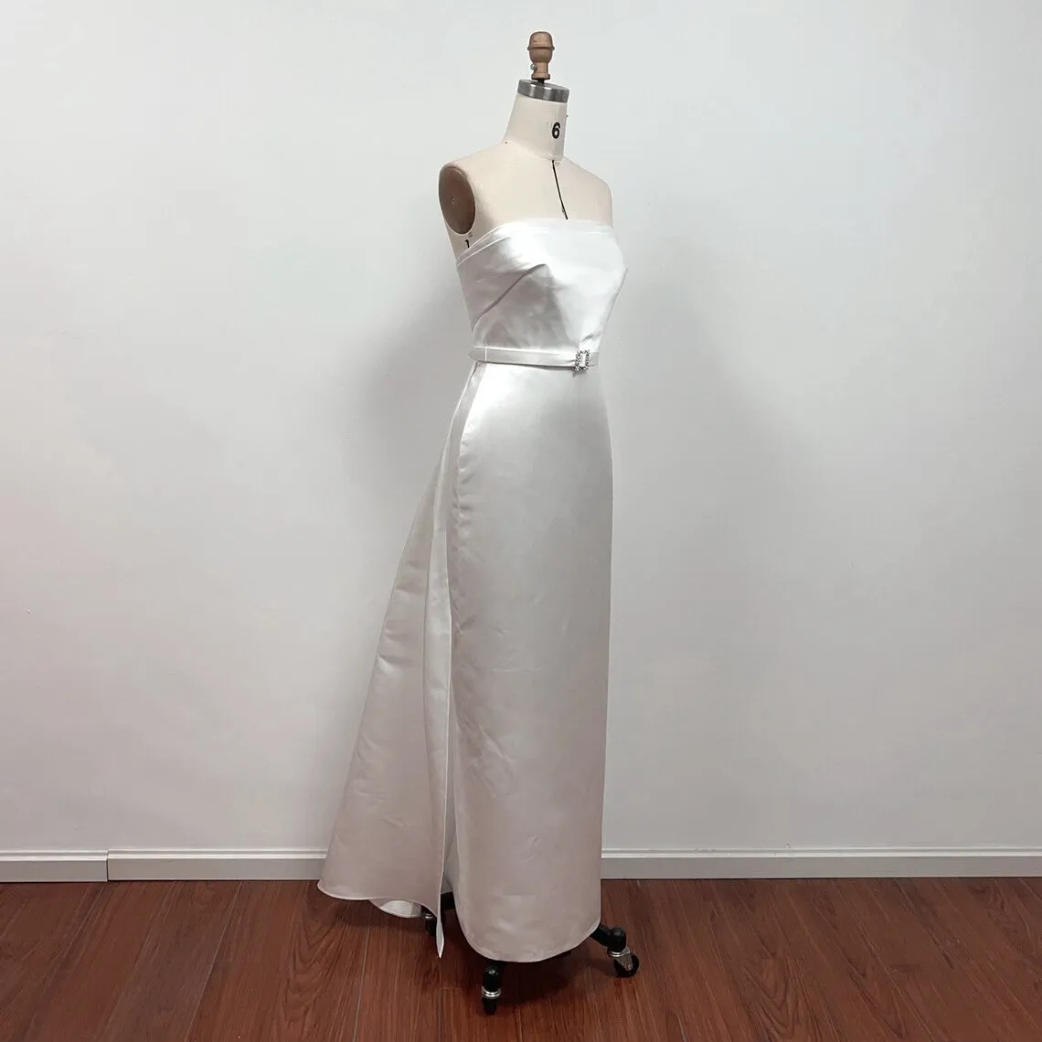 Marilyn 50s White Strapless Dress Satin Formal Evening Dress