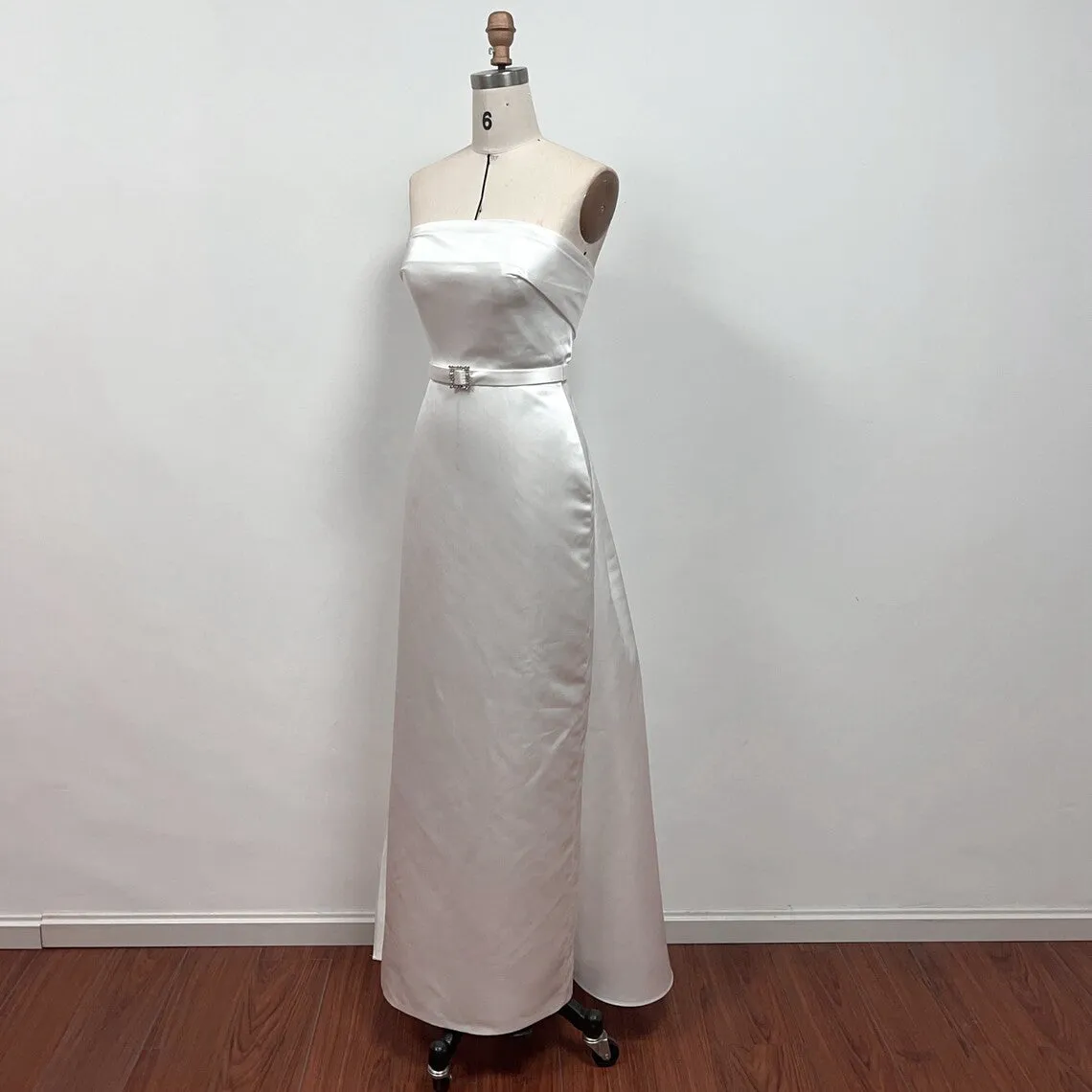 Marilyn 50s White Strapless Dress Satin Formal Evening Dress