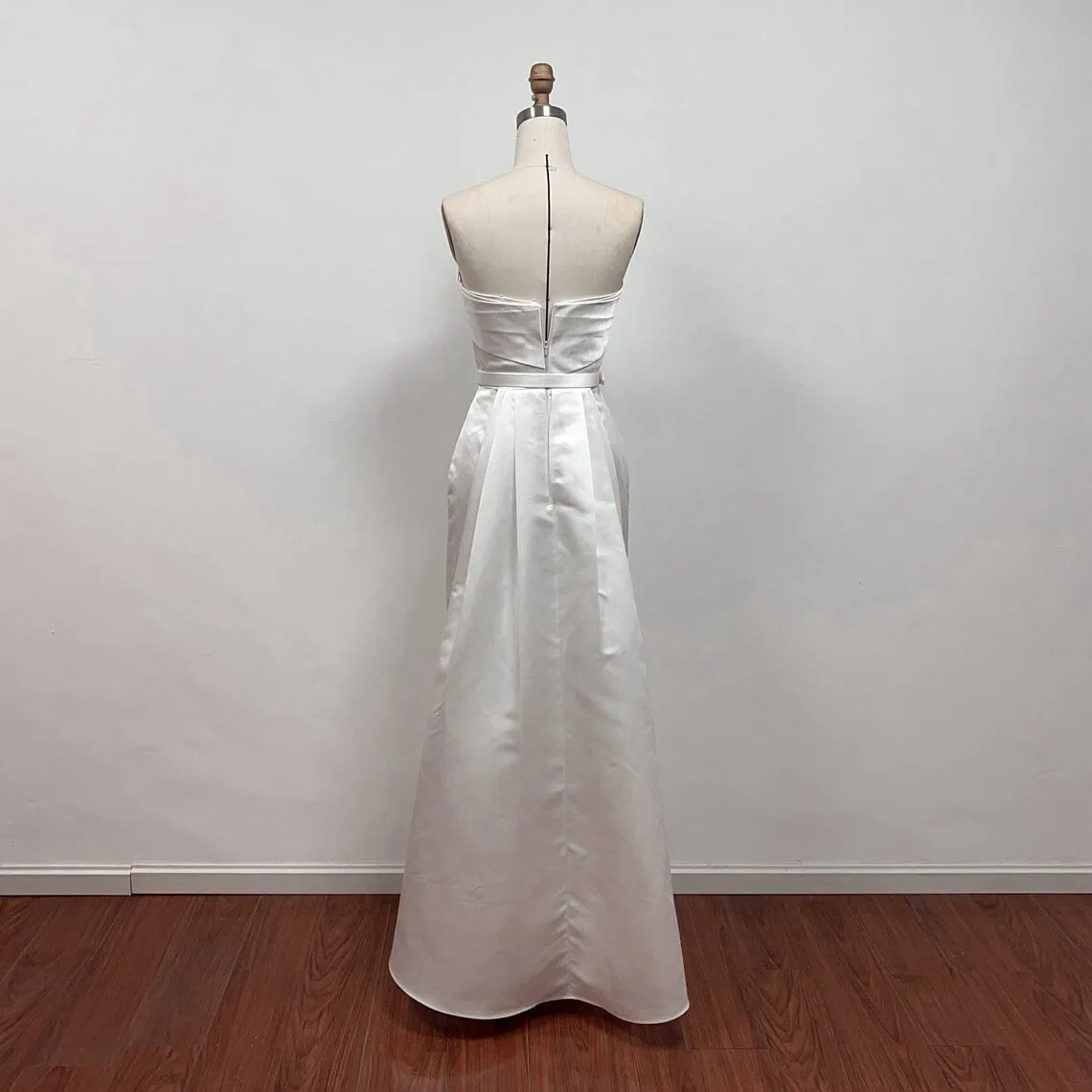 Marilyn 50s White Strapless Dress Satin Formal Evening Dress