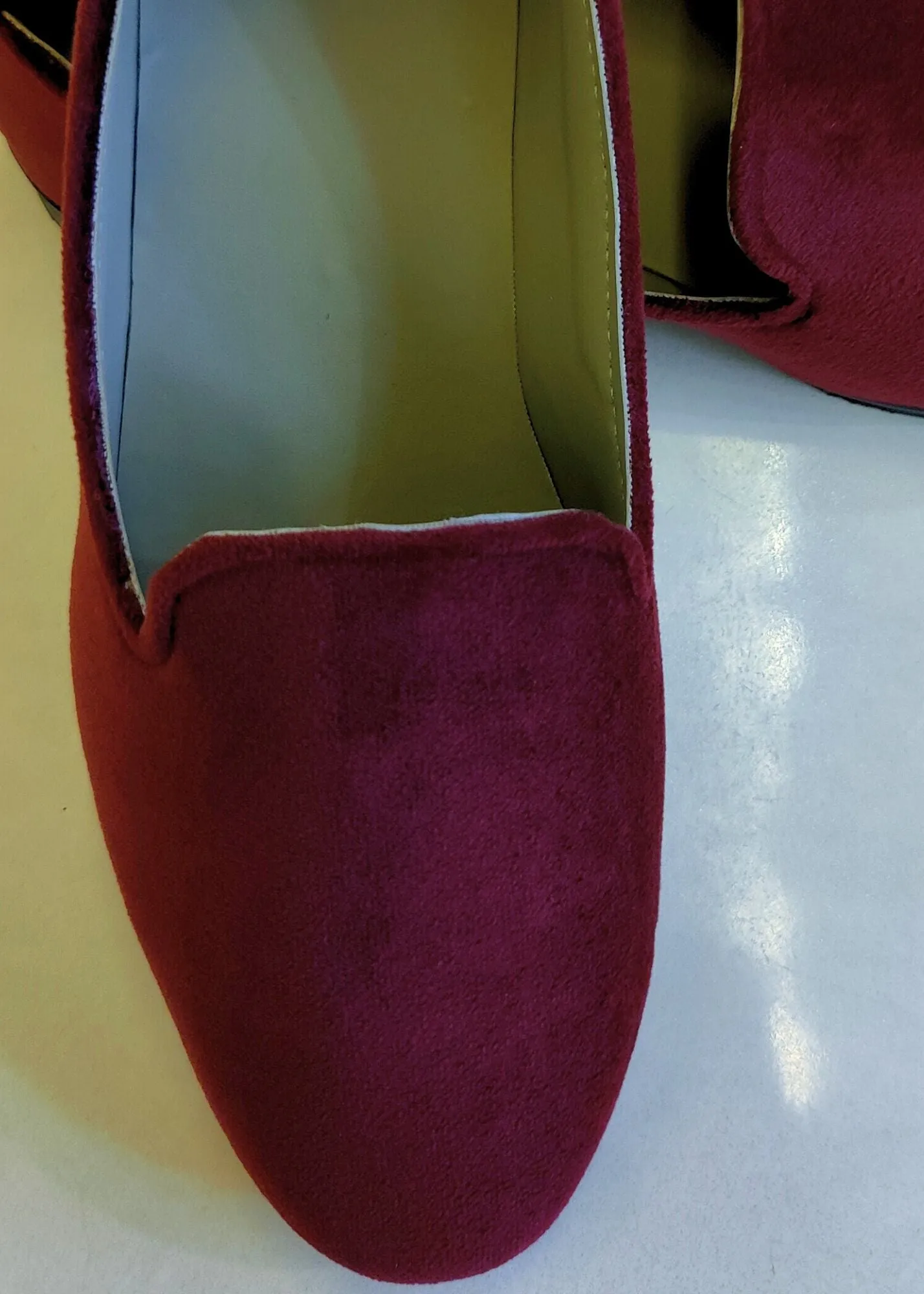 Maroon Solid Velvet Loafers for Mens