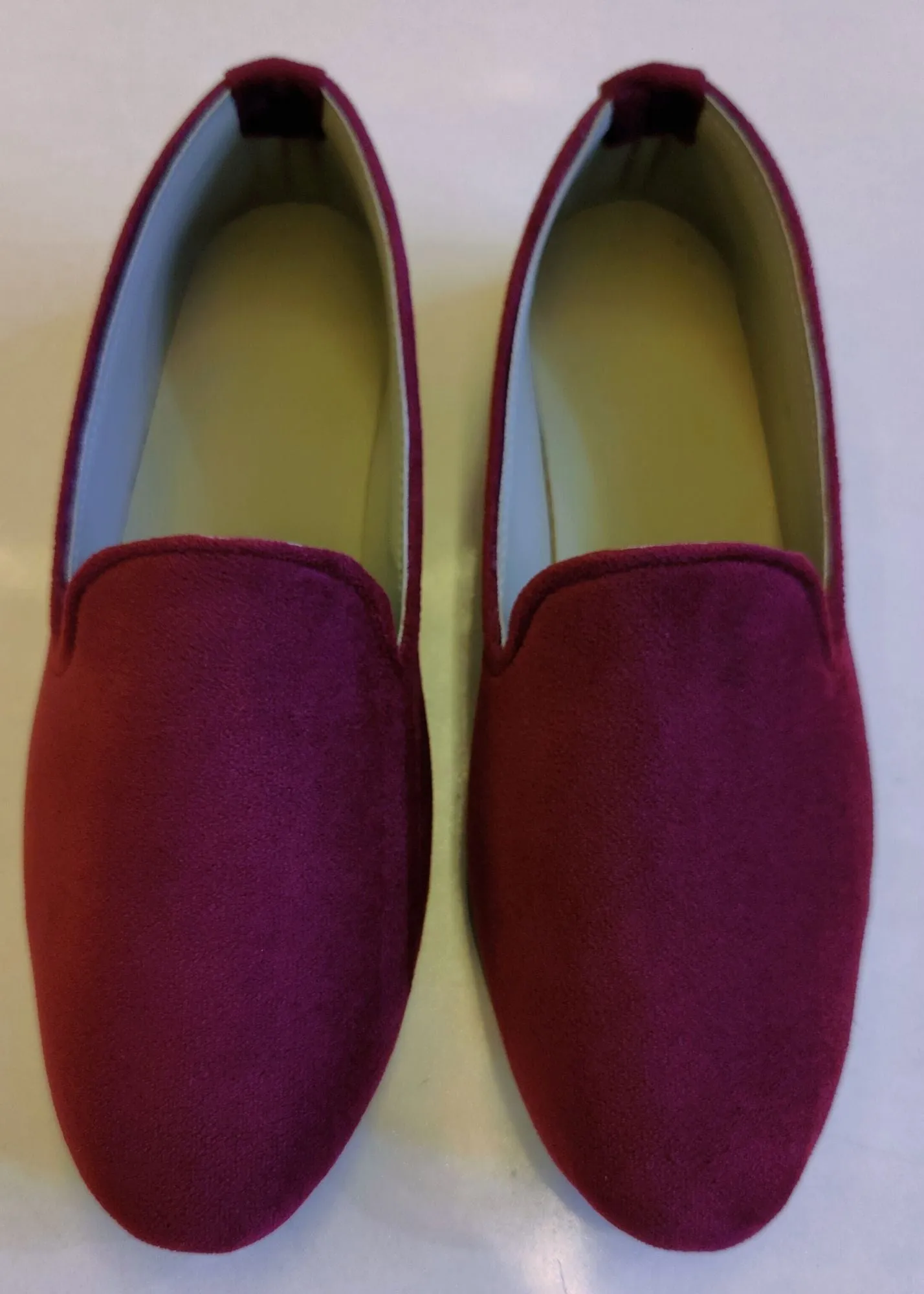 Maroon Solid Velvet Loafers for Mens