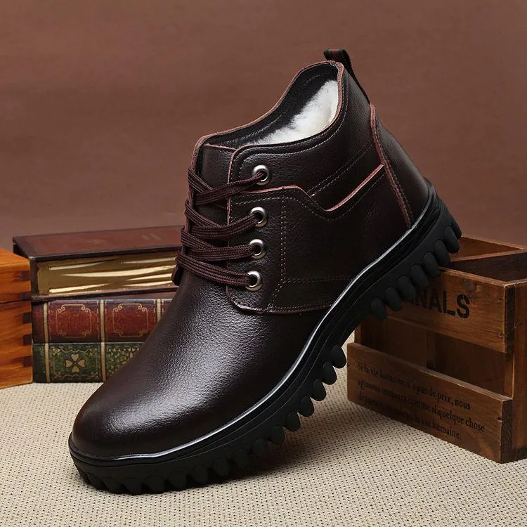 Men Boots Men Winter Shoes Warm Ankle Botas Hombre Leather Winter Boots Men Plush Sneakers Mens