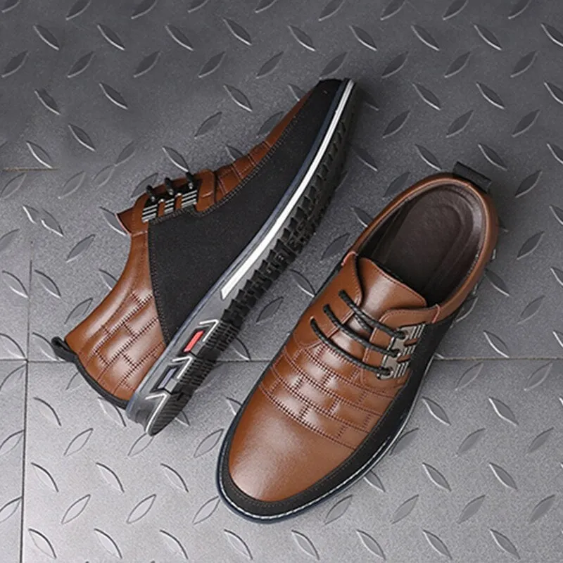 Men Leather Shoes Fashion Lace Up Flat Thick Warm Sneakers Daily Shoes SSA-19ING