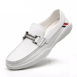 Men Loafers Genuine Leather Mocasines Hombre White Fashion Boat Shoes Men Casual Leather Shoes Luxury Male Flat Shoes