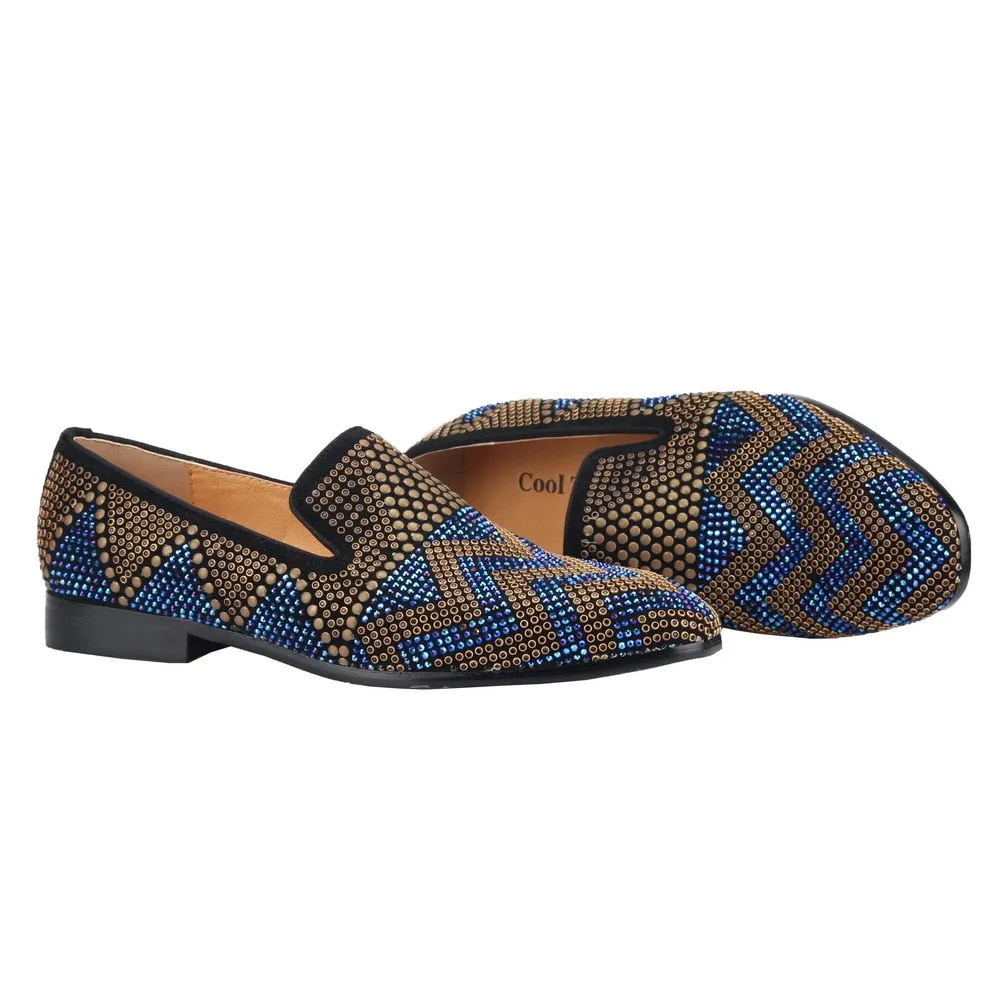 Men Loafers Mixed Rhinestones Slip-on wedding dress shoes