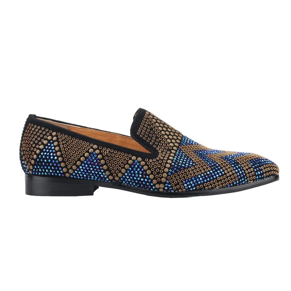 Men Loafers Mixed Rhinestones Slip-on wedding dress shoes