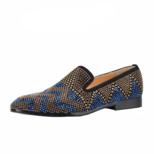 Men Loafers Mixed Rhinestones Slip-on wedding dress shoes