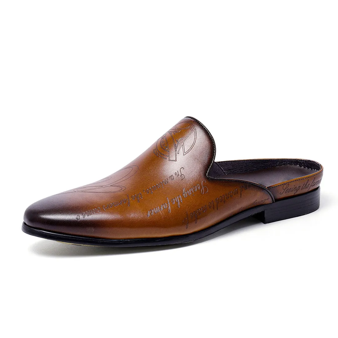 Men's Leather Carved Closed-Toe Slippers Men's Outdoor Fashion Leather Shoes Loafers men slippers68132