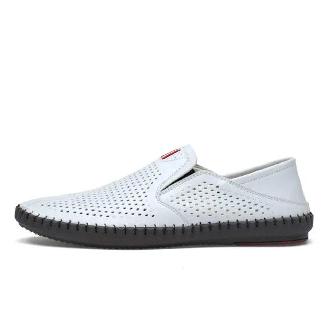 Mens Leather loafers Slip-on soft