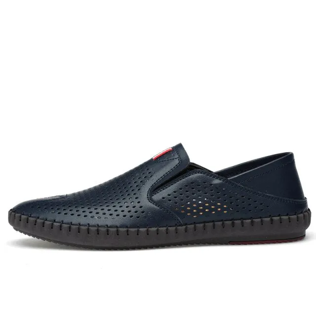 Mens Leather loafers Slip-on soft