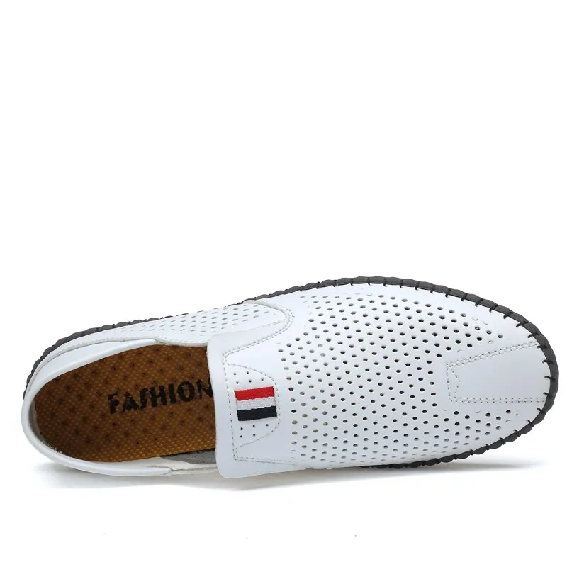 Mens Leather loafers Slip-on soft