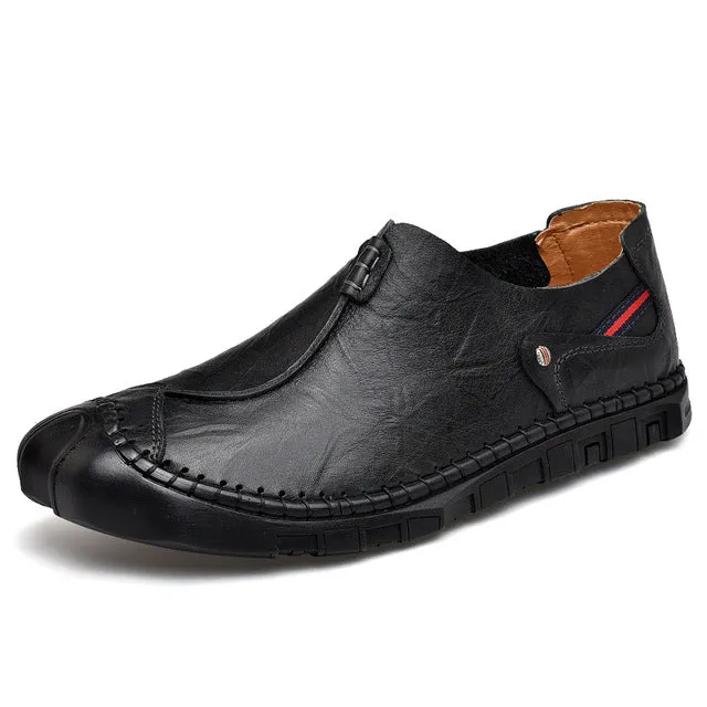 Men's Plus Size Leather Handmade Casual Leather Shoes New Fashion Lightweight Leather Shoes Men Breathable Overshoes