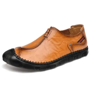 Men's Plus Size Leather Handmade Casual Leather Shoes New Fashion Lightweight Leather Shoes Men Breathable Overshoes