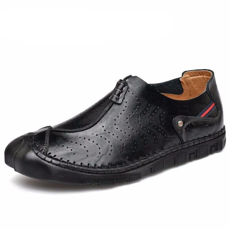 Men's Plus Size Leather Handmade Casual Leather Shoes New Fashion Lightweight Leather Shoes Men Breathable Overshoes