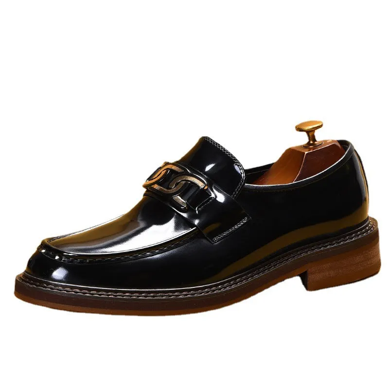 Men's Shoes Business Casual Loafers Men's Leather Horsebit Buckle British Style Slip-on Shoes22368