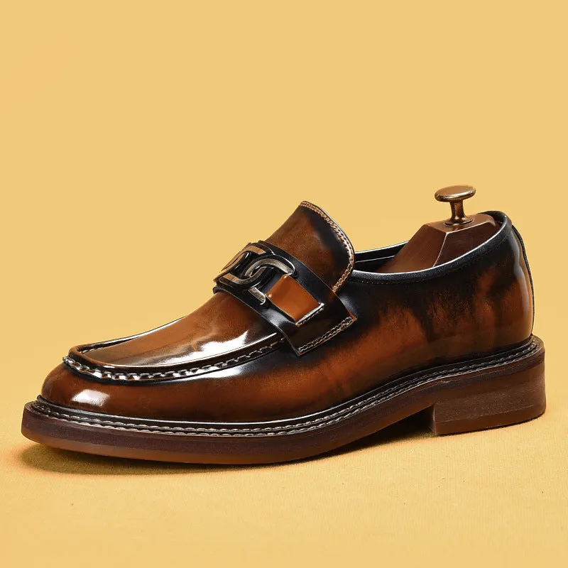 Men's Shoes Business Casual Loafers Men's Leather Horsebit Buckle British Style Slip-on Shoes22368
