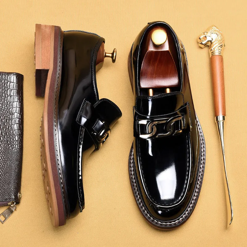 Men's Shoes Business Casual Loafers Men's Leather Horsebit Buckle British Style Slip-on Shoes22368