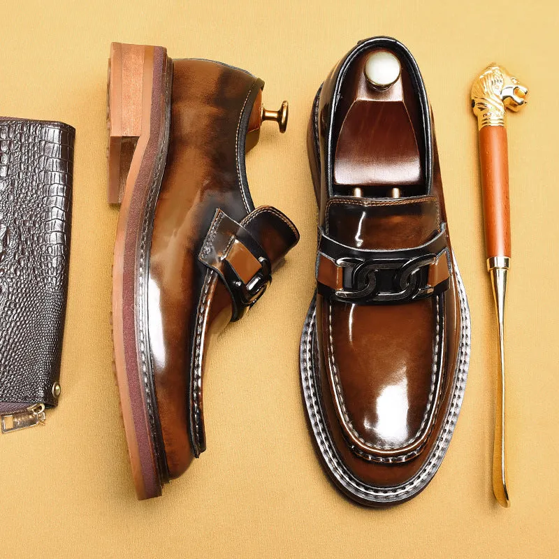 Men's Shoes Business Casual Loafers Men's Leather Horsebit Buckle British Style Slip-on Shoes22368