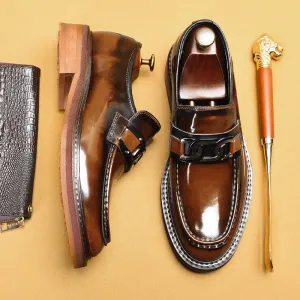 Men's Shoes Business Casual Loafers Men's Leather Horsebit Buckle British Style Slip-on Shoes22368