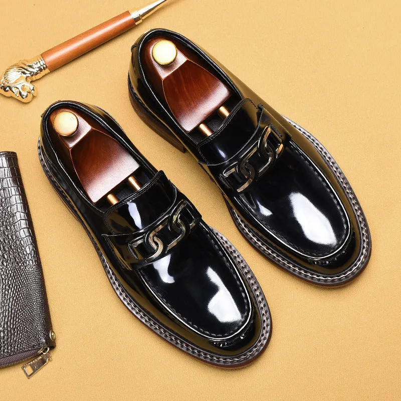 Men's Shoes Business Casual Loafers Men's Leather Horsebit Buckle British Style Slip-on Shoes22368
