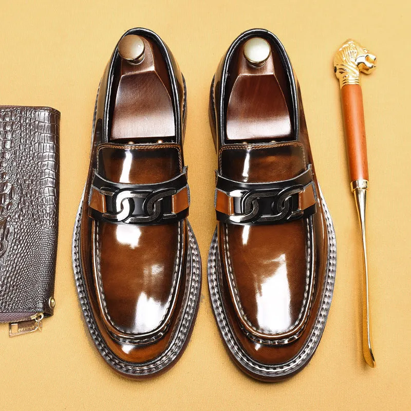 Men's Shoes Business Casual Loafers Men's Leather Horsebit Buckle British Style Slip-on Shoes22368