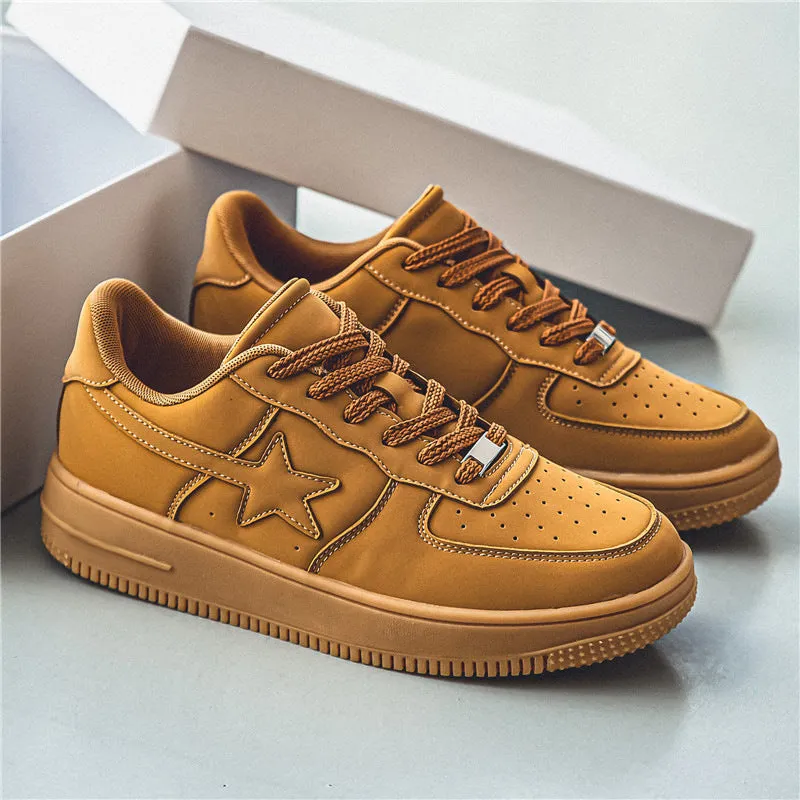 Men's Stylish Thick-Soled White Casual Sneakers – Fashionable Comfort