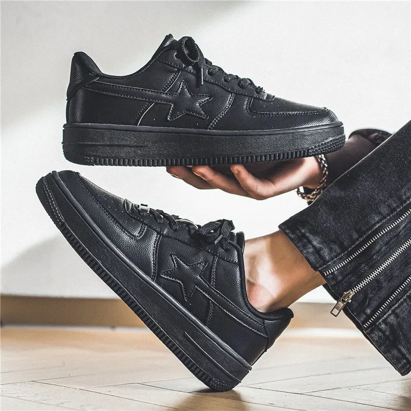 Men's Stylish Thick-Soled White Casual Sneakers – Fashionable Comfort