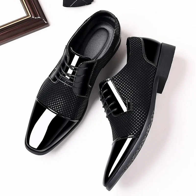 Men's Wedding Party Soft Rubber Sole Block Heel Dress Shoes