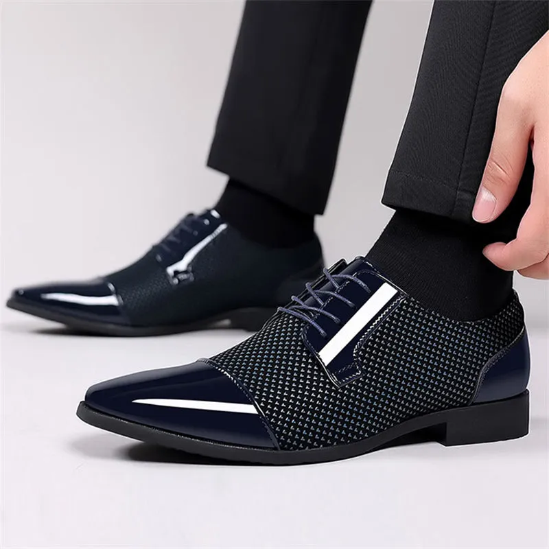 Men's Wedding Party Soft Rubber Sole Block Heel Dress Shoes