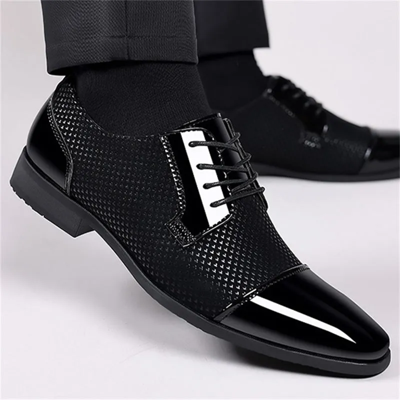 Men's Wedding Party Soft Rubber Sole Block Heel Dress Shoes