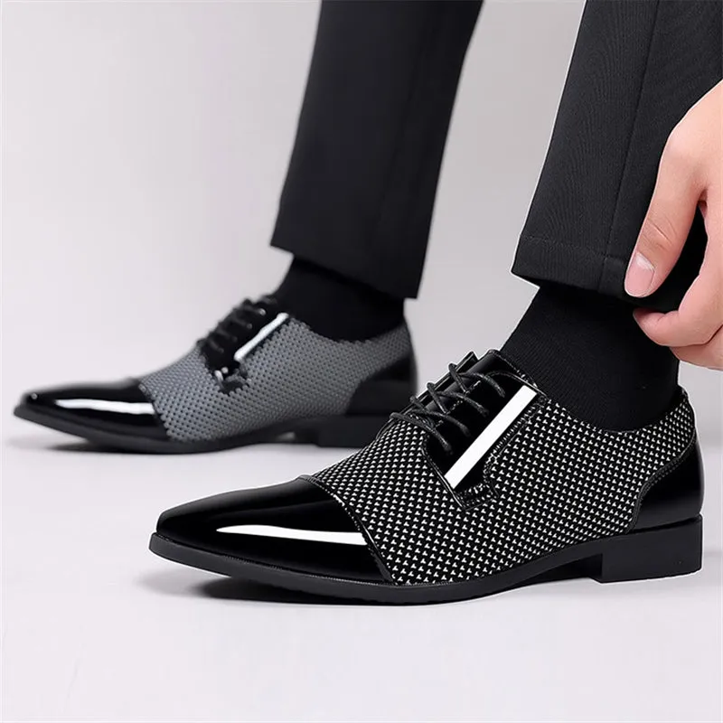 Men's Wedding Party Soft Rubber Sole Block Heel Dress Shoes