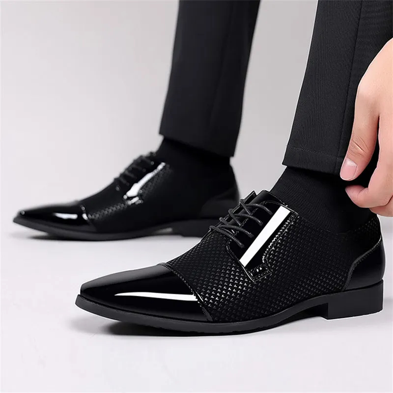 Men's Wedding Party Soft Rubber Sole Block Heel Dress Shoes