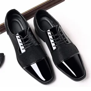 Men's Wedding Party Soft Rubber Sole Block Heel Dress Shoes