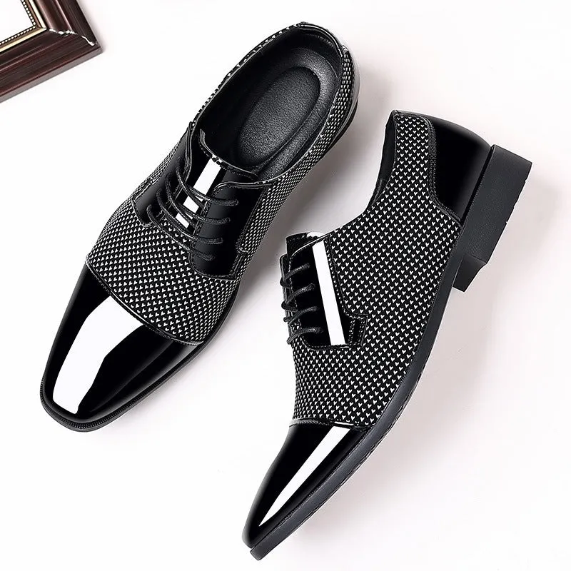 Men's Wedding Party Soft Rubber Sole Block Heel Dress Shoes