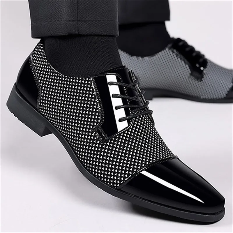 Men's Wedding Party Soft Rubber Sole Block Heel Dress Shoes