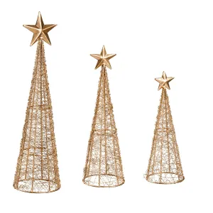 Metal Christmas Tree Table Decor, Set of 3,  Gold,8tam373