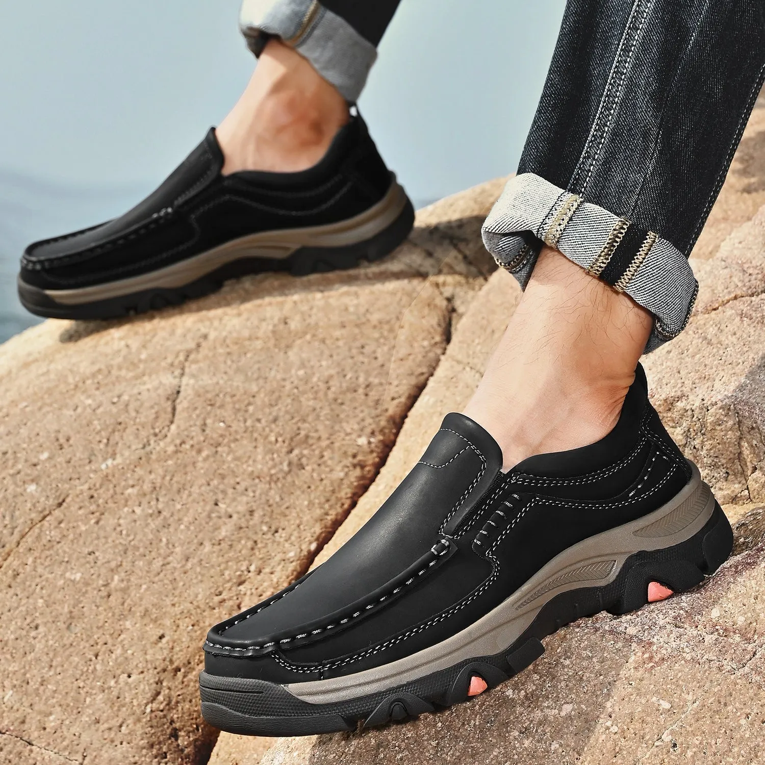 Mitchell Shoes Orthopedic Casual Genuine Leather Slip On Loafers