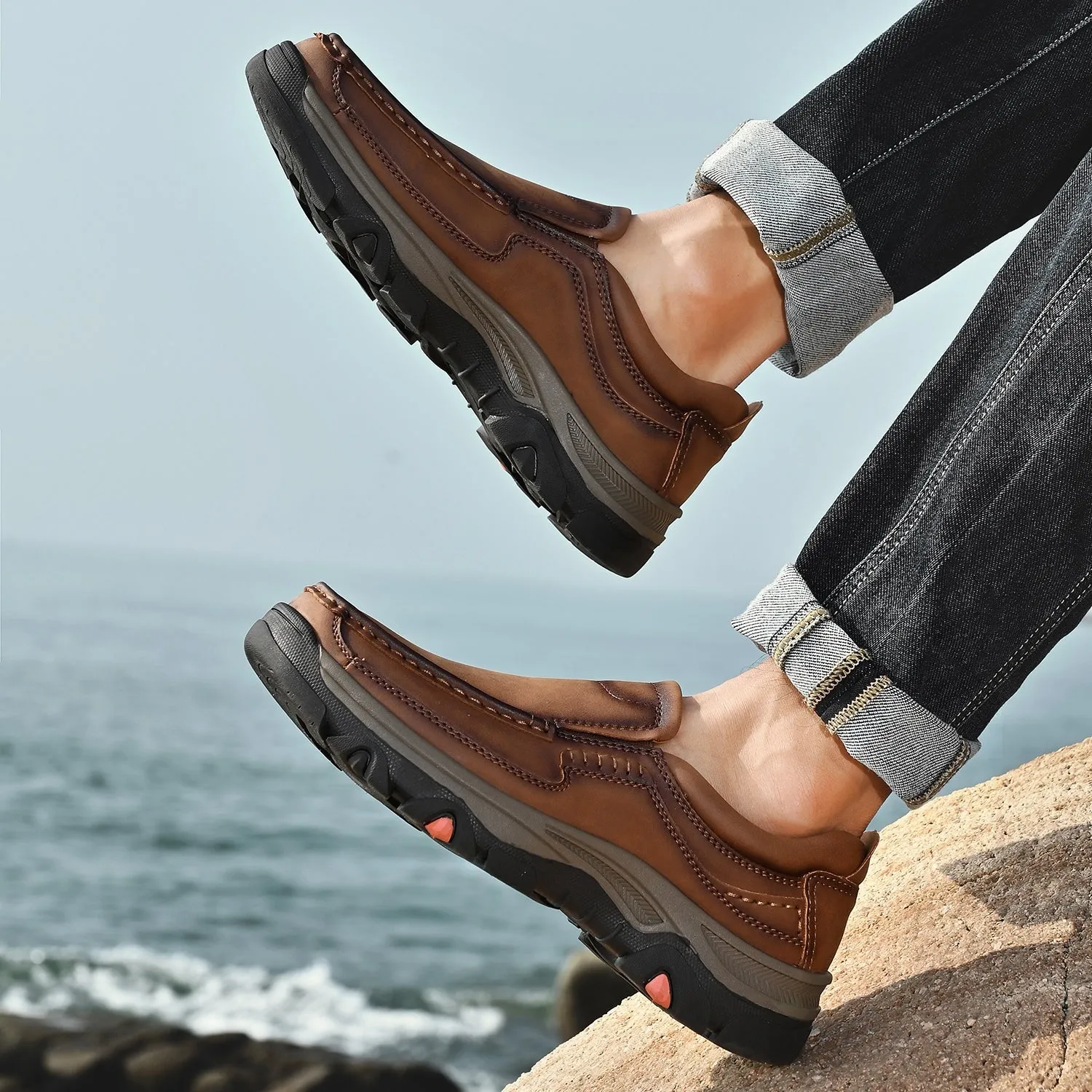 Mitchell Shoes Orthopedic Casual Genuine Leather Slip On Loafers