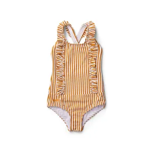 Moa Swimsuit - Y/D stripe: Mustard/white