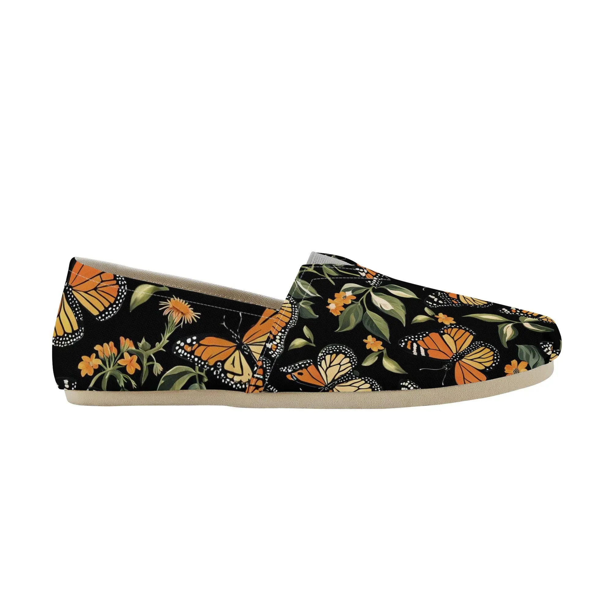 Monarch Butterflies Womens Casual Slip-on Shoes