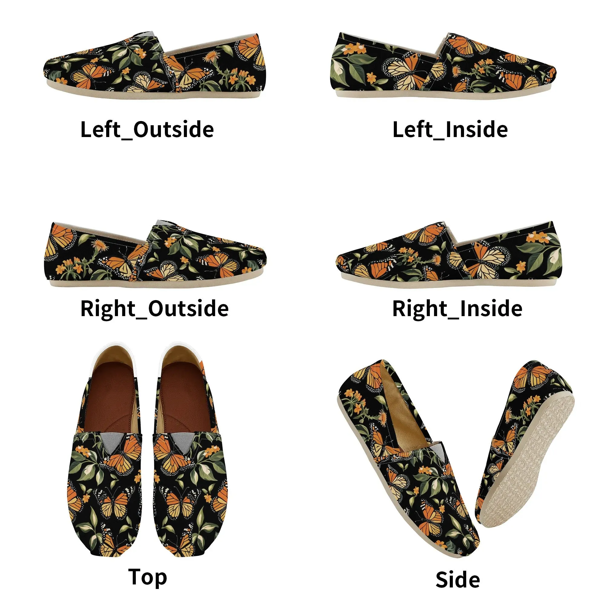 Monarch Butterflies Womens Casual Slip-on Shoes