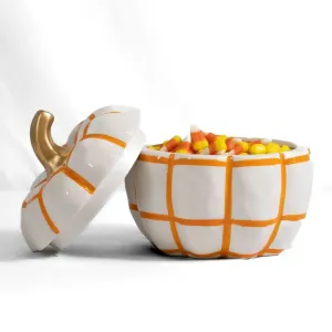 Monica Pumpkin Candy Dish White/Orange