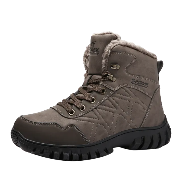 Mring hiking shoes men's winter high-top waterproof hiking shoes plus velvet sneakers wear-resistant non-slip outdoor shoes