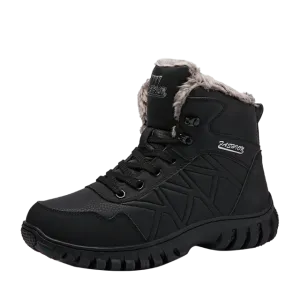 Mring hiking shoes men's winter high-top waterproof hiking shoes plus velvet sneakers wear-resistant non-slip outdoor shoes