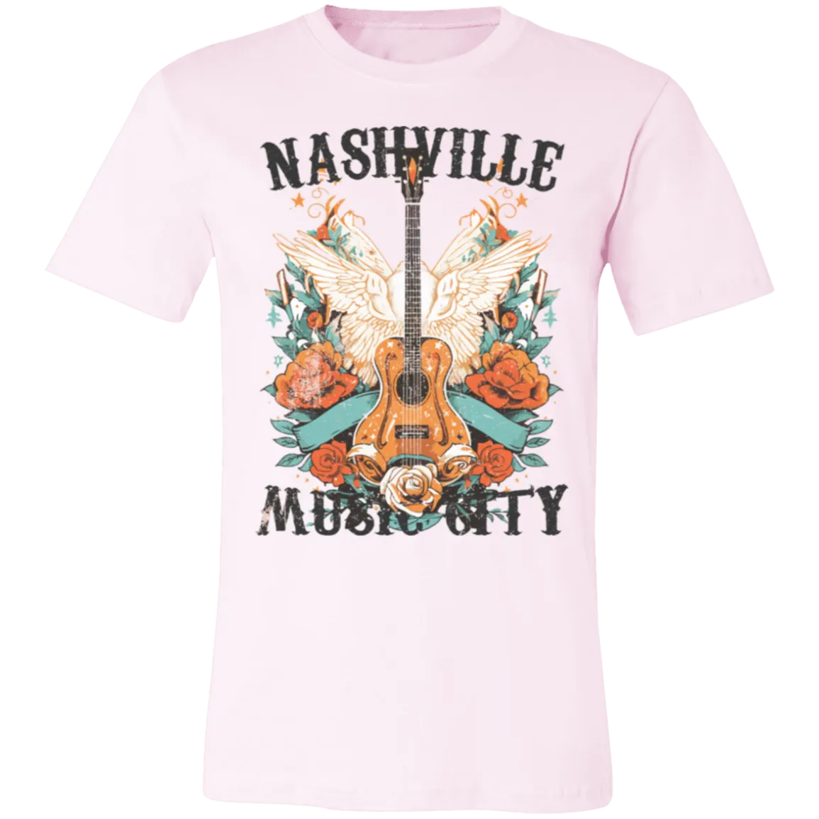 Nashville Music City Tee - Retro Western Graphic - Bella   Canvas