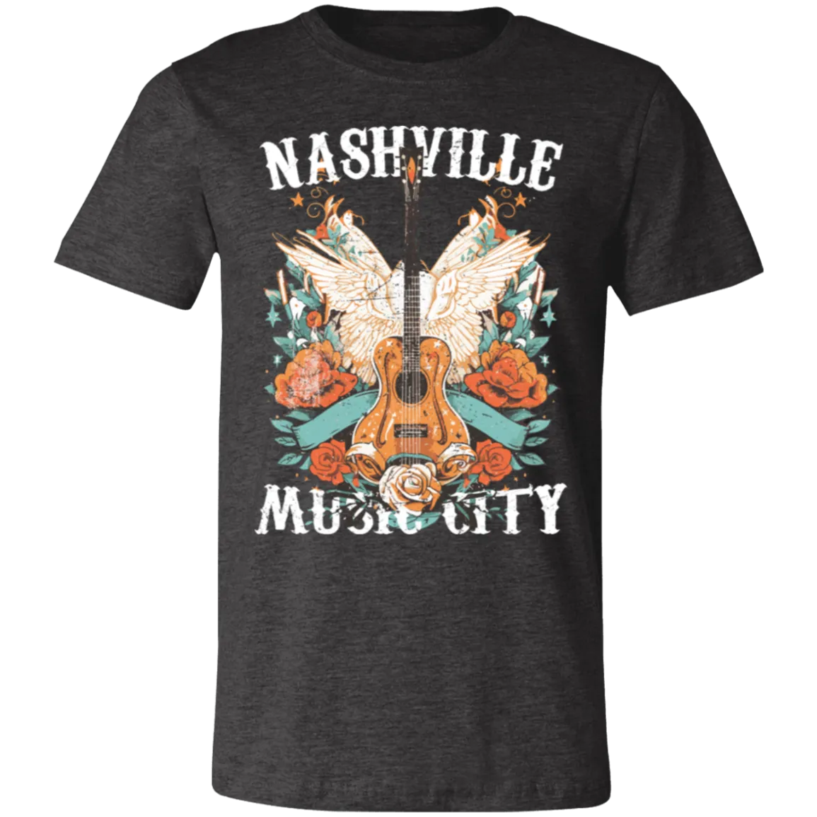 Nashville Music City Tee - Retro Western Graphic - Bella   Canvas