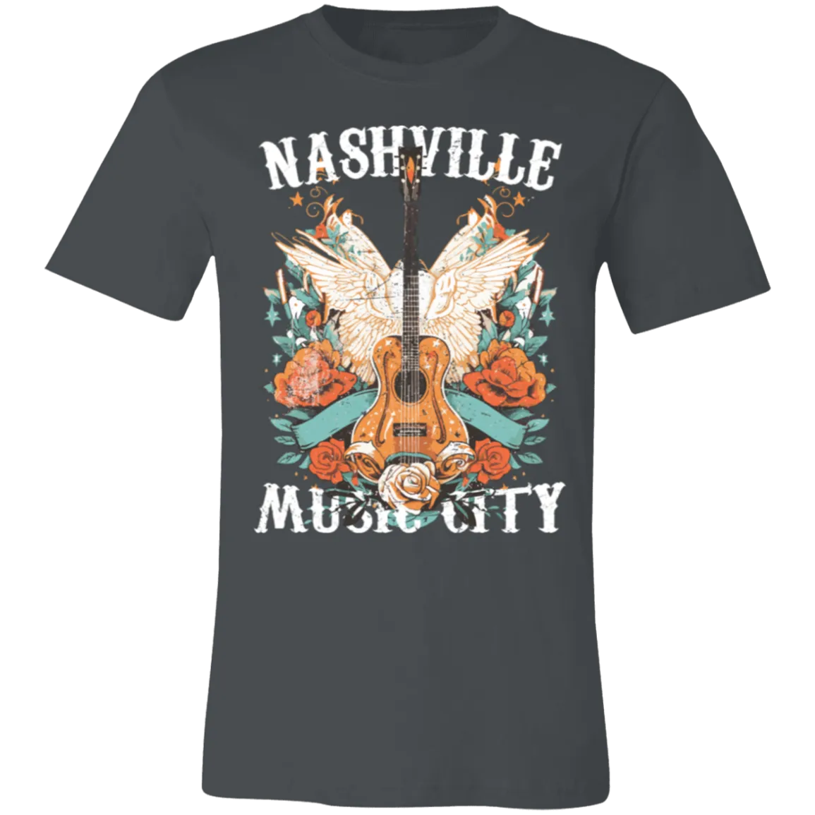 Nashville Music City Tee - Retro Western Graphic - Bella   Canvas