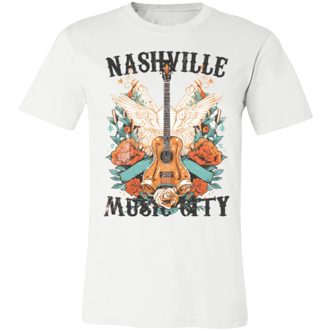 Nashville Music City Tee - Retro Western Graphic - Bella   Canvas