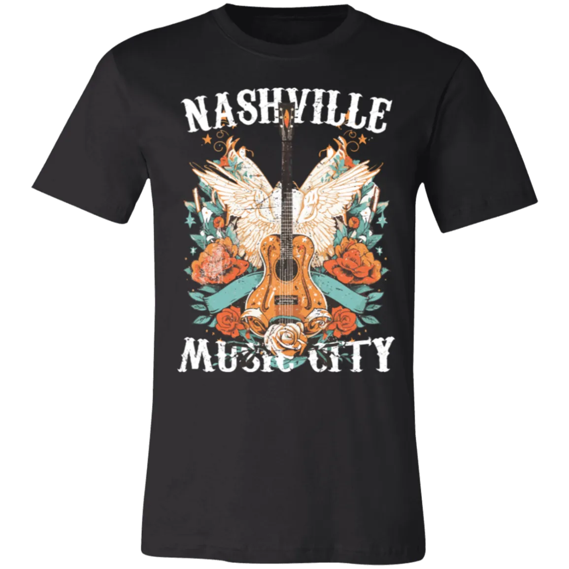 Nashville Music City Tee - Retro Western Graphic - Bella   Canvas